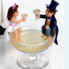 Figura tarta boda Novios Copa Grabada muñecos pastel